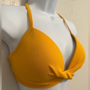 Yellow Textured Bikini Top | Size 38D
